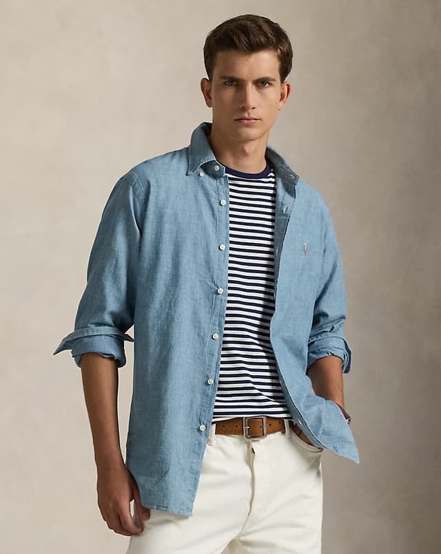 Classic Fit Indigo Chambray Shirt 