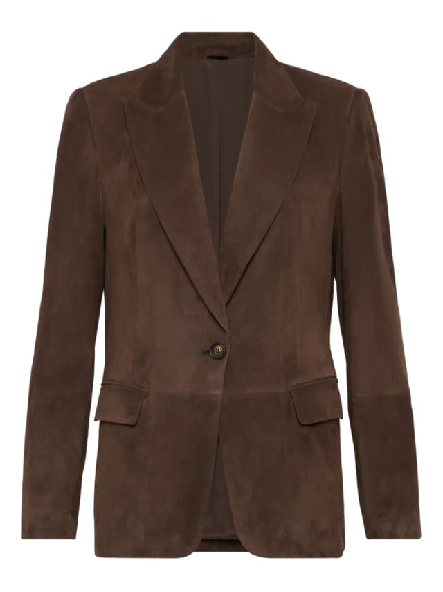Peak lapel suede blazer