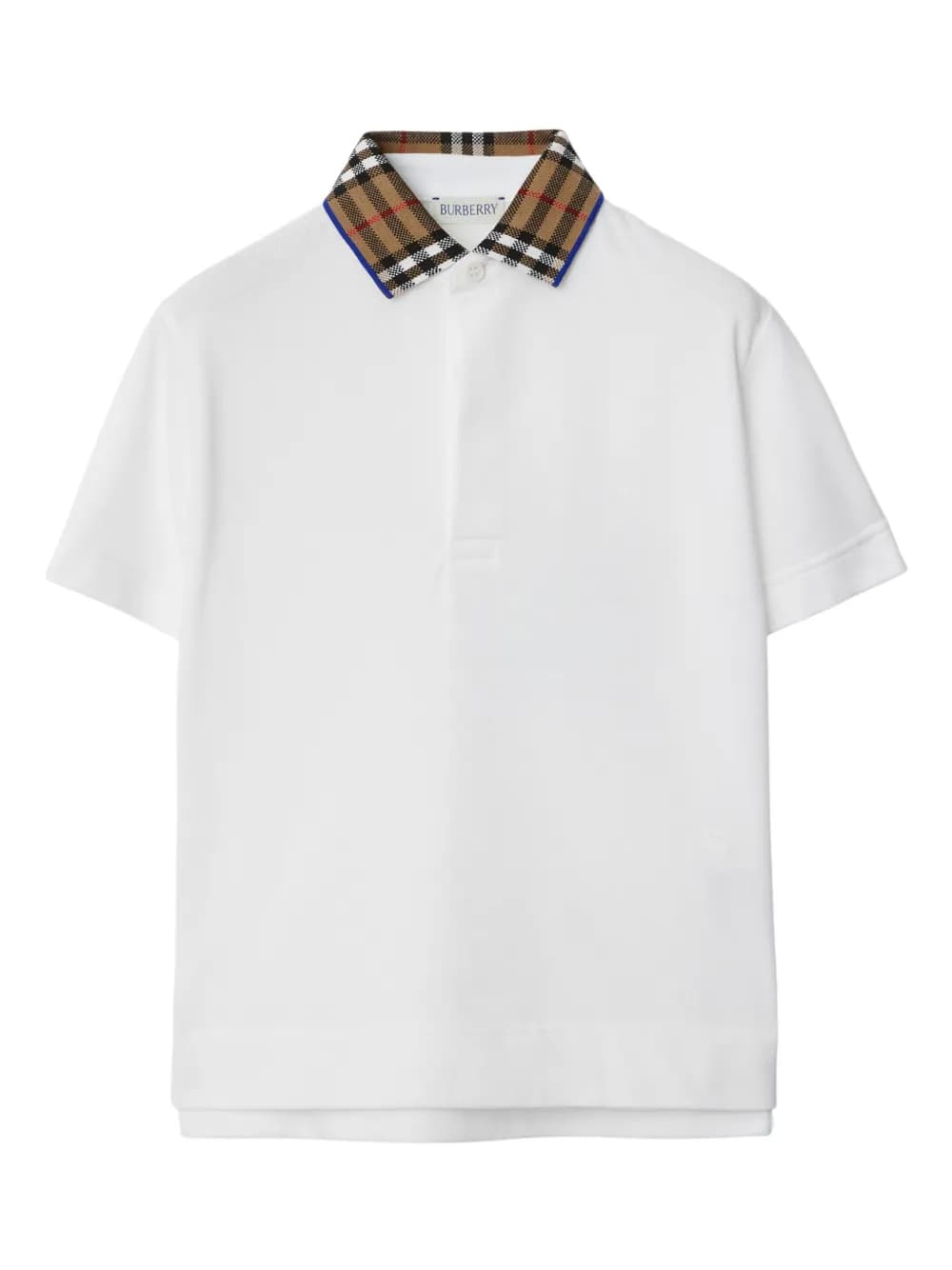 check-collar cotton polo shirt