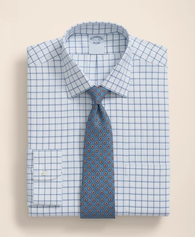 Non-Iron Twill Ainsley Collar, Windowpane Dress Shirt