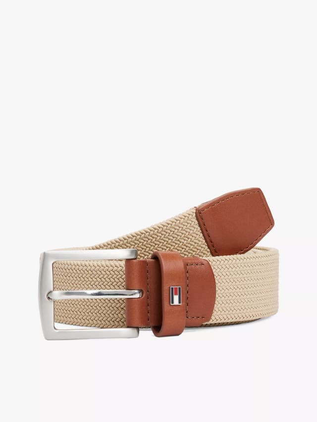 Square Buckle Textured Stretch Belt