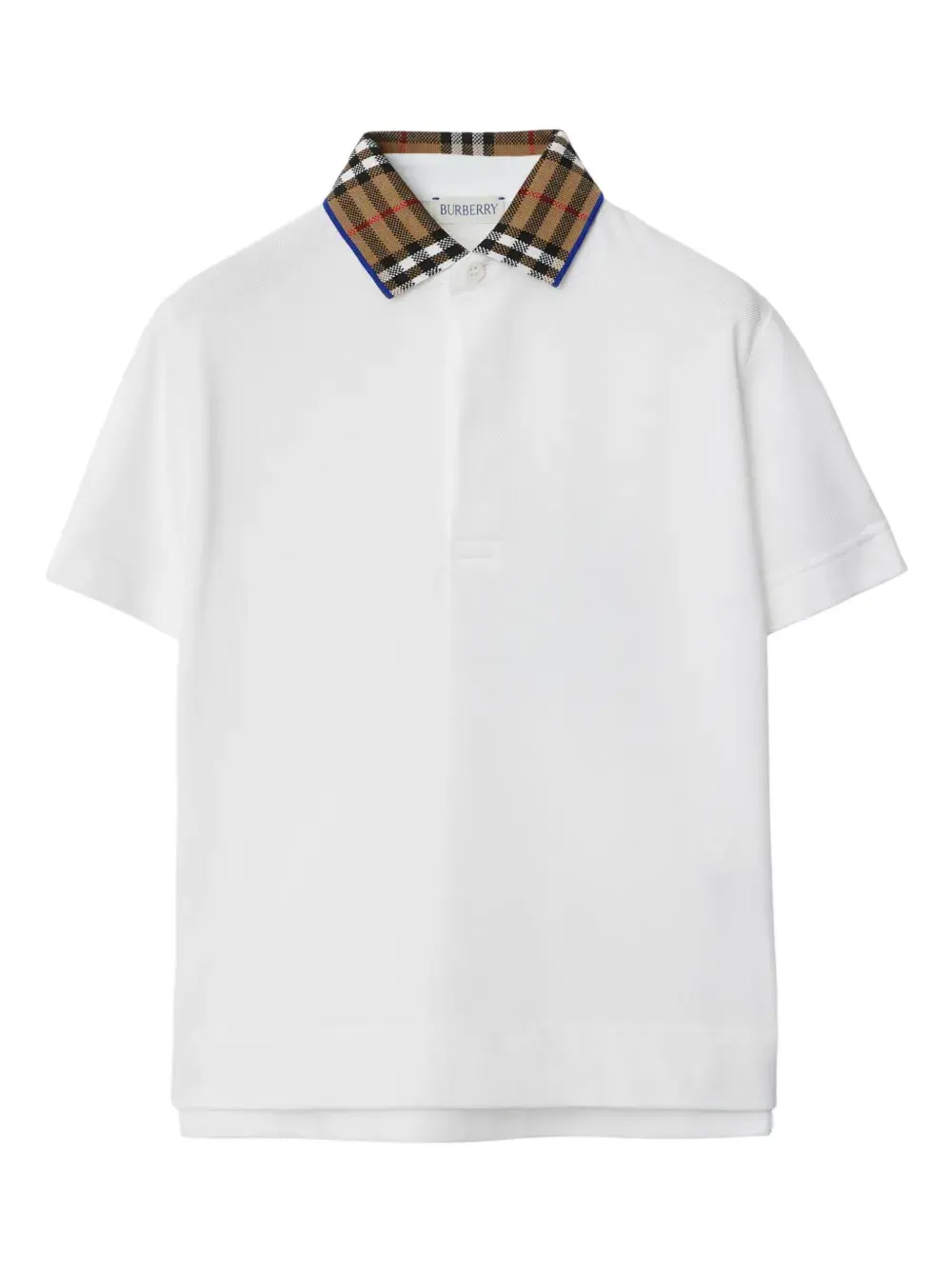 check-collar cotton polo shirt