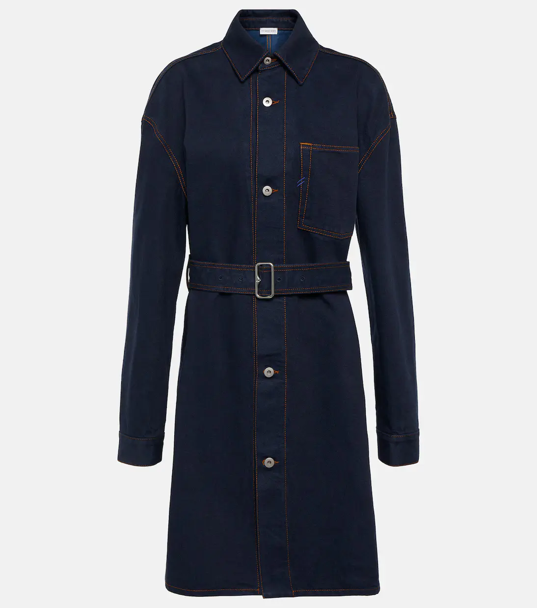 Belted denim shirt dress