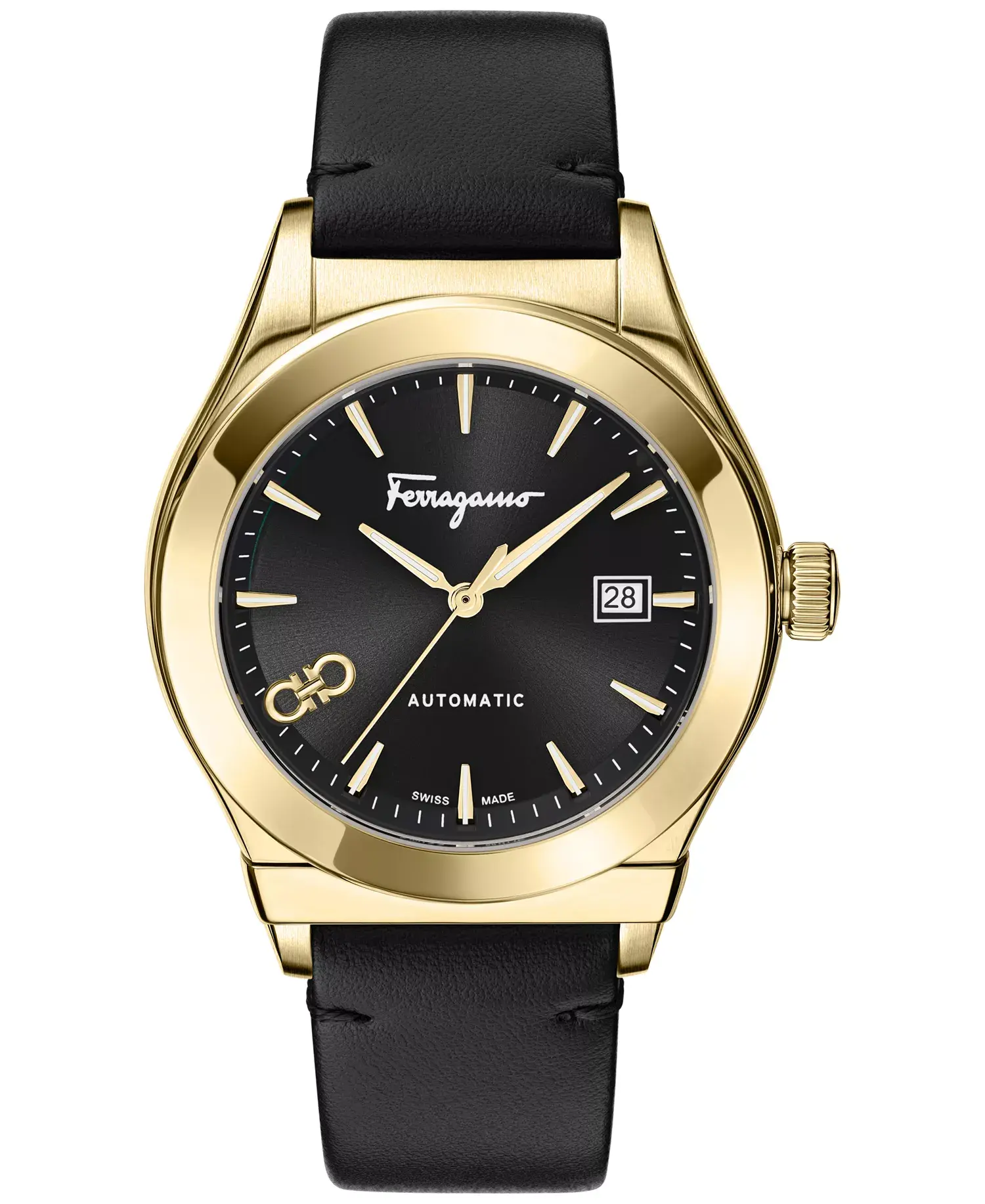 Men's Swiss Automatic 1927 Black Leather Strap Watch 42mm