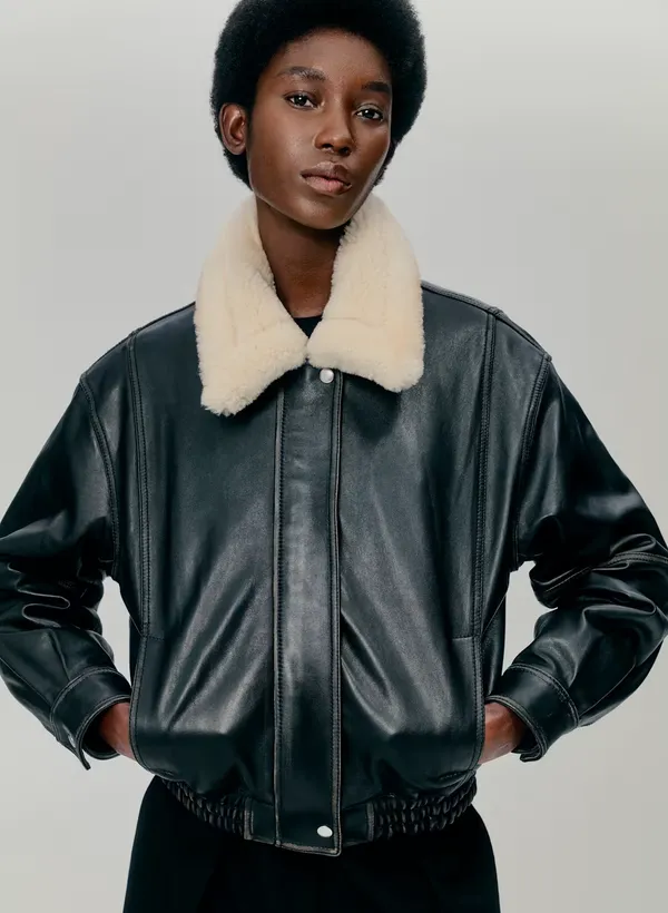 Calle Leather Aviator Jacket